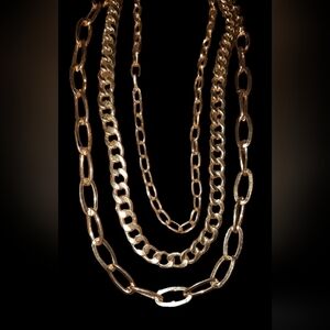 Set of 3 layering goldtone adjustable length necklaces